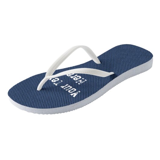 Nepalense Denim Flip Flops met gepersonaliseerde t (Schuin)