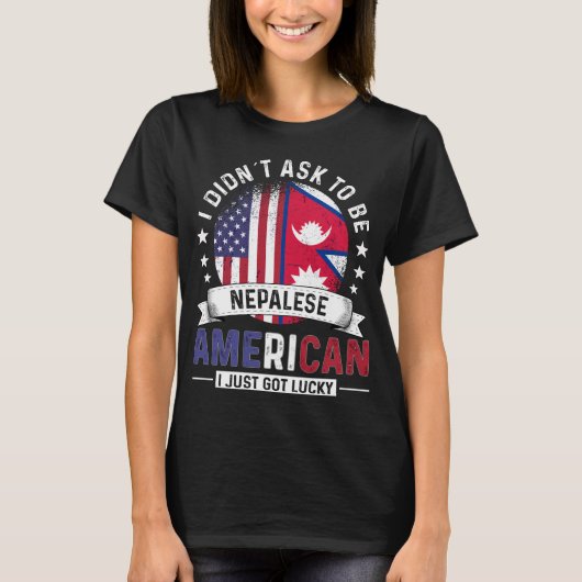 Nepalese Amerikaanse vlaggen Pride Land Nepal T-shirt (Voorkant)
