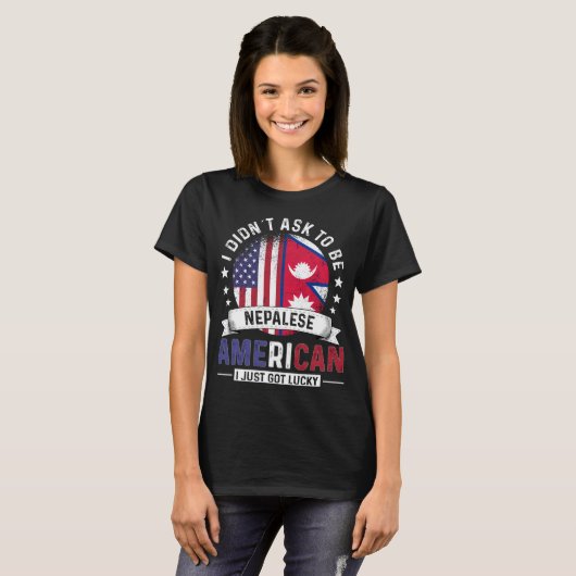Nepalese Amerikaanse vlaggen Pride Land Nepal T-shirt (Voorkant volledig)