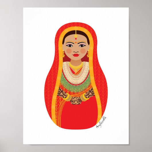 Nepalese Bruid Matryoshka Poster (Voorkant)