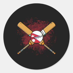 Nepalese Cricketracket En Ll Vlag Van Nepal Ronde Sticker