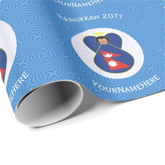 Nepalese Engel Hanukkah Vlag Persoonlijk Cadeaupapier (Rol Hoek)
