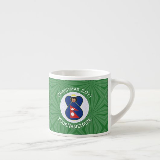 Nepalese engel kerst vlag gepersonaliseerd espresso kop (Rechts)