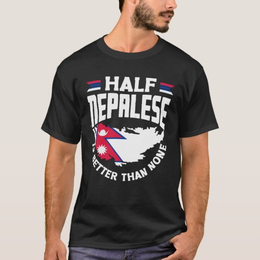 Nepalese Nepal Nepalese Flag Half Nepalese T-shirt (Voorkant)
