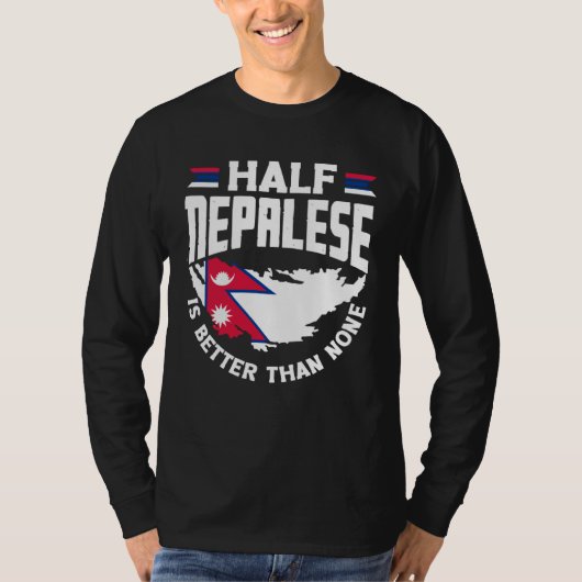 Nepalese Nepal Nepalese Flag Half Nepalese T-shirt (Voorkant)