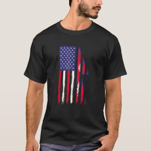Nepalese rots halve Amerikaanse vlag Nepal T-shirt