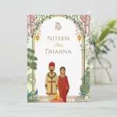 Nepalese Trouwkaart Bruid Bruidegom Kaart (Staand voorkant)
