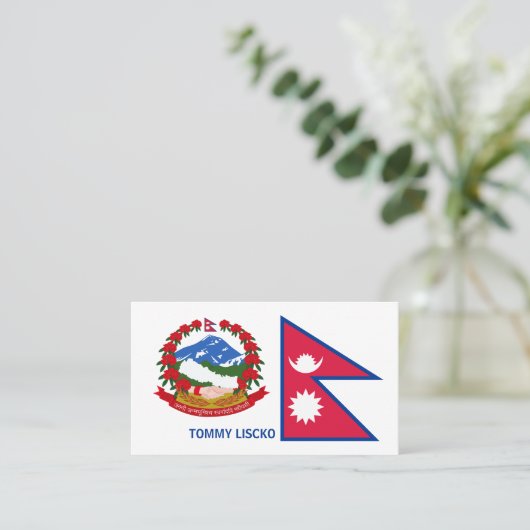 Nepalese vlag & embleem, vlag van Nepal Visitekaartje (Staand voorkant)