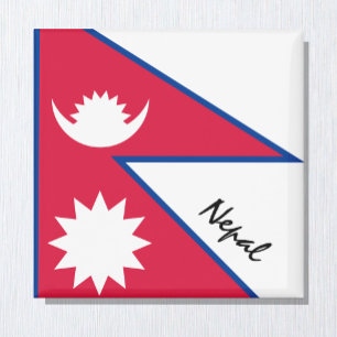 Nepalese vlag en Aziatische vakantie- en sportfans Magneet