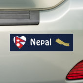Nepalese vlag hart + kaart bumpersticker (Op auto)