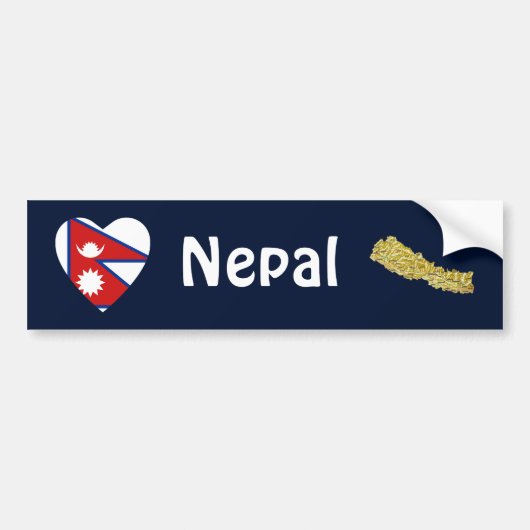 Nepalese vlag hart + kaart bumpersticker (Voorkant)