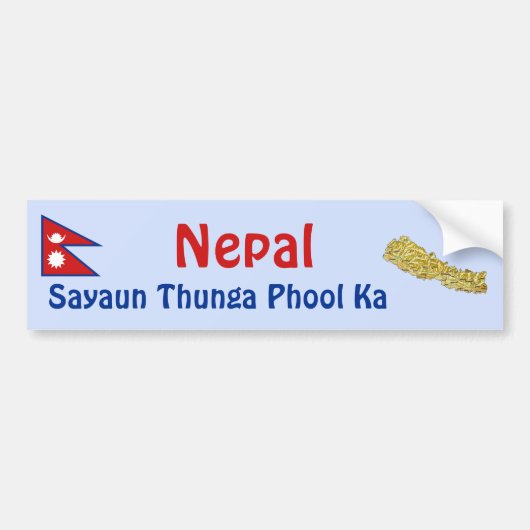 Nepalese vlag + kaart bumpersticker (Voorkant)