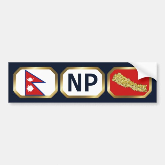 Nepalese vlag kaart code bumpersticker (Voorkant)