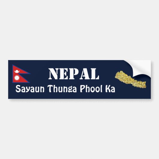 Nepalese vlag + kaartBumpersticker Bumpersticker (Voorkant)