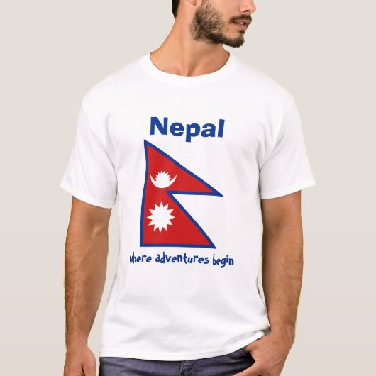 Nepalese vlag + map + tekst T-shirt (Voorkant)