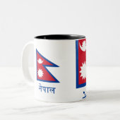 Nepalese vlag met naam in Nepal Tweekleurige Koffiemok (Voorkant links)