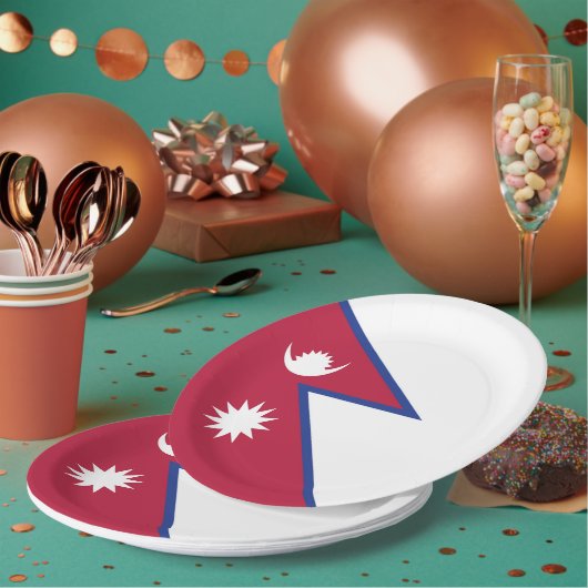 Nepalese vlag papieren bordje (Multi)