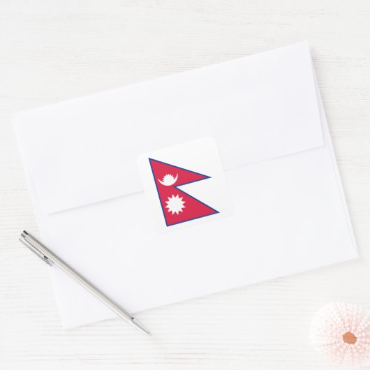 Nepalese vlag vierkante sticker (Envelop)