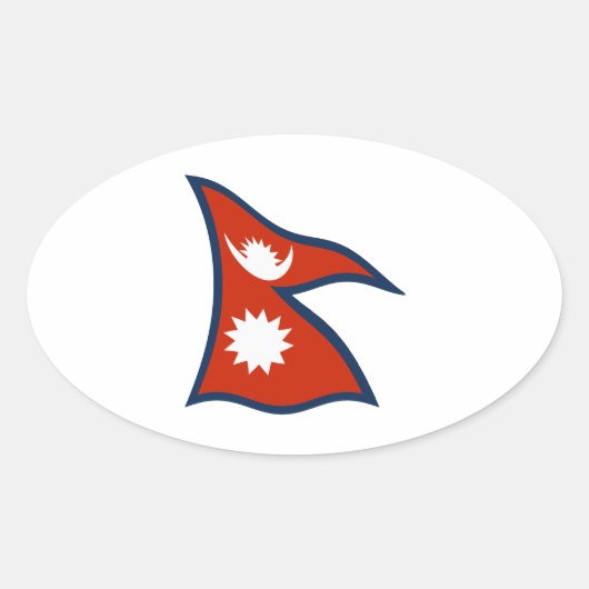 Nepalese Vlagsticker Ovale Sticker (Voorkant)