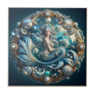 Nepaleze edelstenen Zeemeermin Art Nouveau 3D-ef Tegeltje