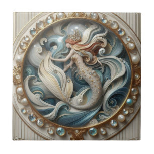 Nepaleze edelstenen Zeemeermin Art Nouveau 3D-ef Tegeltje