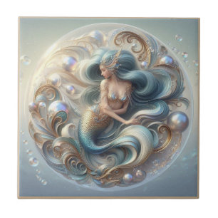 Nepaleze edelstenen Zeemeermin Art Nouveau 3D-ef Tegeltje