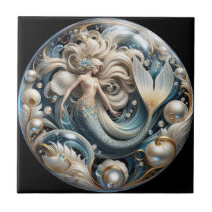 Nepaleze edelstenen Zeemeermin Art Nouveau 3D-ef Tegeltje