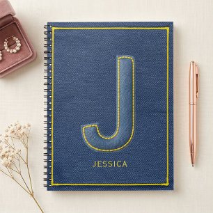 Nepalezenim Geel Stiksel Monogram J Naam Notitieboek