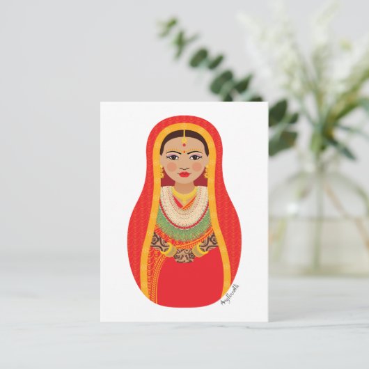 Nepali Bride Matryoshka Briefkaart (Staand voorkant)