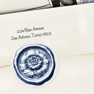 Nepalzegel Pioen Blauw Ronde Sticker