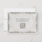 Nepborduurwerk Tijdloze Kant QR-code Trouw RSVP Kaartje (Achterkant)