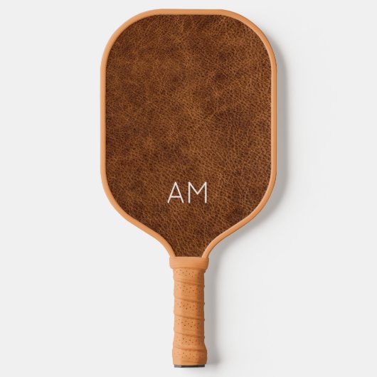 Nepbruin Leer Tweeletter Monogram Pickleball Paddle (Voorkant)
