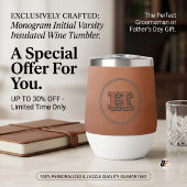 Nepbruine Leer Varsity Monogram Minimalistisch
