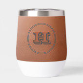 Nepbruine Leer Varsity Monogram Minimalistisch (Achterkant)