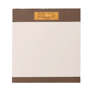 Nepbruine leertstructuur met goud folie banner notitieblok