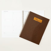 Nepbruine leertstructuur met goudkleurige folie ba planner (Display)