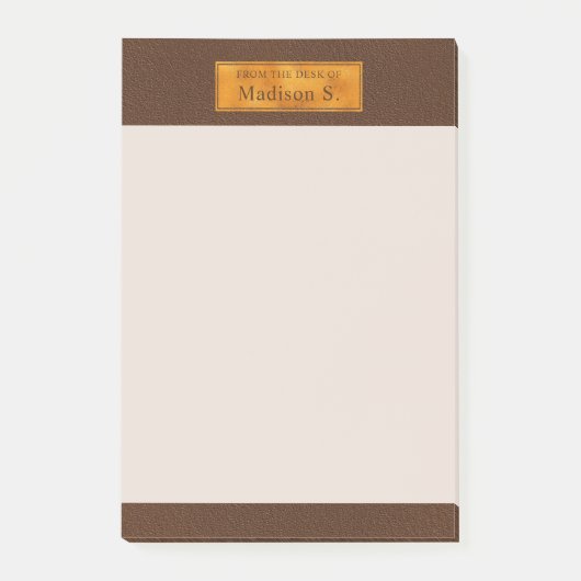 Nepbruine leertstructuur met goudkleurige folie ba post-it® notes (Voorkant)