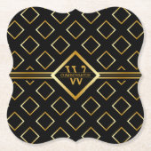 NEPER Gouden Geometrisch Patroon met Monogram op Z Kartonnen Onderzetters (Voorkant)