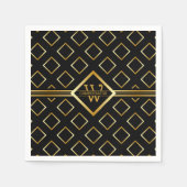 NEPER Gouden Geometrisch Patroon met Monogram op Z Servet (Voorkant)