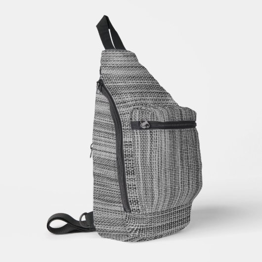 Nepgebreide stof grijs sling bag (Linkerhoek)