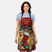 Nepglasscheren Rode Kous Kerstmis Schort (Gedragen)