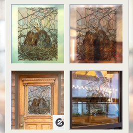 Nepglasschilderij van adelaar en jong raamsticker