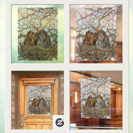 Nepglasschilderij van adelaar en jong raamsticker
