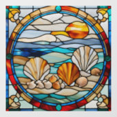 Nepglasschilderij Zeekust Raamsticker (Vel)