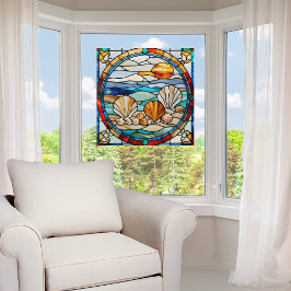 Nepglasschilderij Zeekust Raamsticker