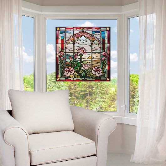 Nepglasschilderkunst Rozentuin Raamsticker