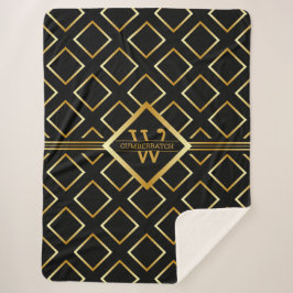 Nepgoud As-monogram – Zwart en goud - Groot Sherpa Deken