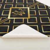 Nepgoud As-monogram – Zwart en goud - Groot Sherpa Deken (3/4)