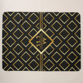 Nepgoud As-monogram – Zwart en goud - Groot Sherpa Deken (Voorkant (horizontaal))