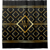 Nepgoud As Monogram – Zwart & Goud Douchegordijn (Voorkant)